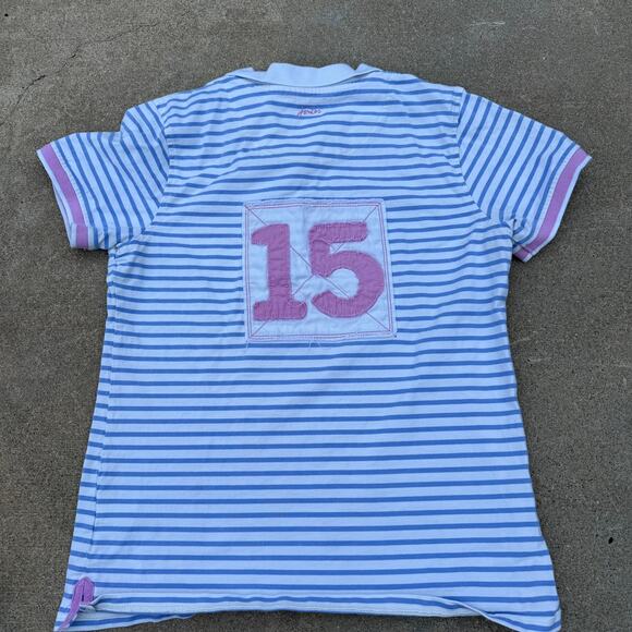 Joules Striped Polo Shirt Women's XL (US 12) Blue Pink - Picture 2 of 6